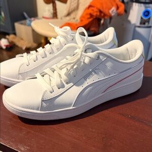 Puma Classic White Sneakers with Red Detail